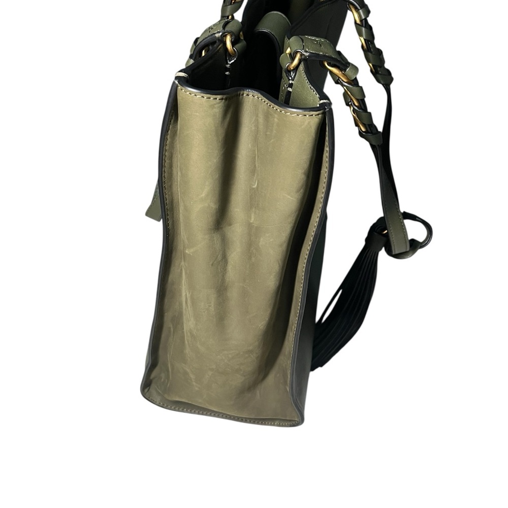 Tory Burch Olive Leather Tote - Picture 3 of 5
